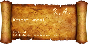 Kotter Antal névjegykártya